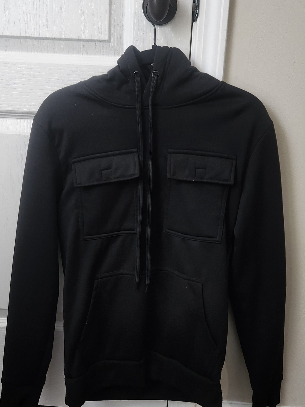 Reason Men's Black Zip-Up Hooded Sweater with Front Flap Pockets